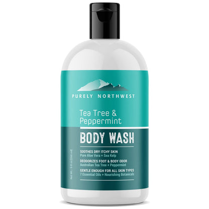Tea Tree Body Wash für Männer und Frauen – Natürliches Teebaumöl-Duschgel gegen Geruch, Hautirritationen, feuchtigkeitsspendend für empfindliche Haut, sanft und erfrischend