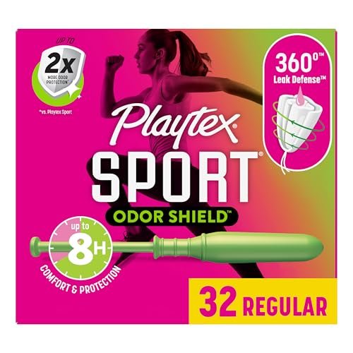 Playtex Sport Odor Shield Tampons Regular – 32 Stück | Geruchskontrolle & 360° Leak Defense für aktive Frauen