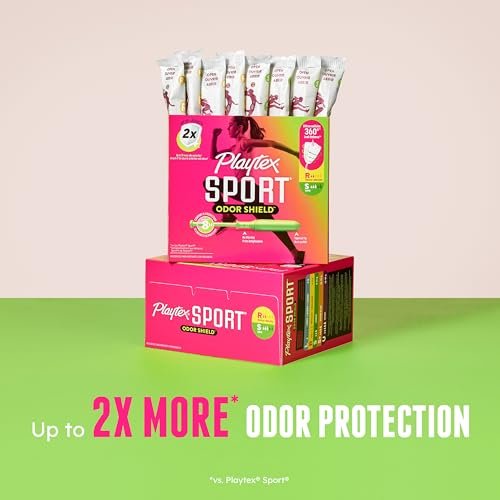 Playtex Sport Odor Shield Tampons Multipack (16x Regular/16x Super), 32 Stück – Geruchsneutral, Damenhygiene mit 360-Leak-Defense