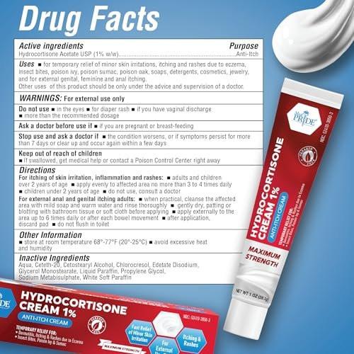 MED Pride Hydrocortison-Creme 1%, 28 g – Maximale Stärke gegen Juckreiz & Entzündungen bei Ekzemen, Dermatitis, Hautausschlägen, Giftefeu, Rötungen & leichten Hautreizungen