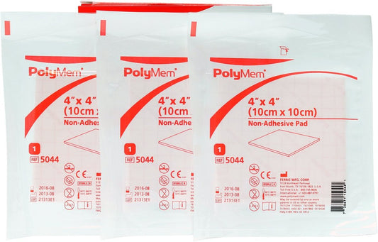 Polymem 4" x 4" Nicht haftende Wundauflage, 3 Stück (1 Packung) – Schaumstoff-Wundverband