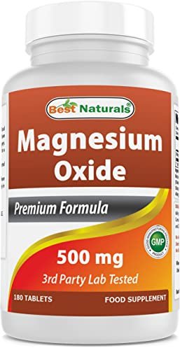 Best Naturals Magnesiumoxid 500 mg – 180 Tabletten, Mineralstoff Nahrungsergänzung