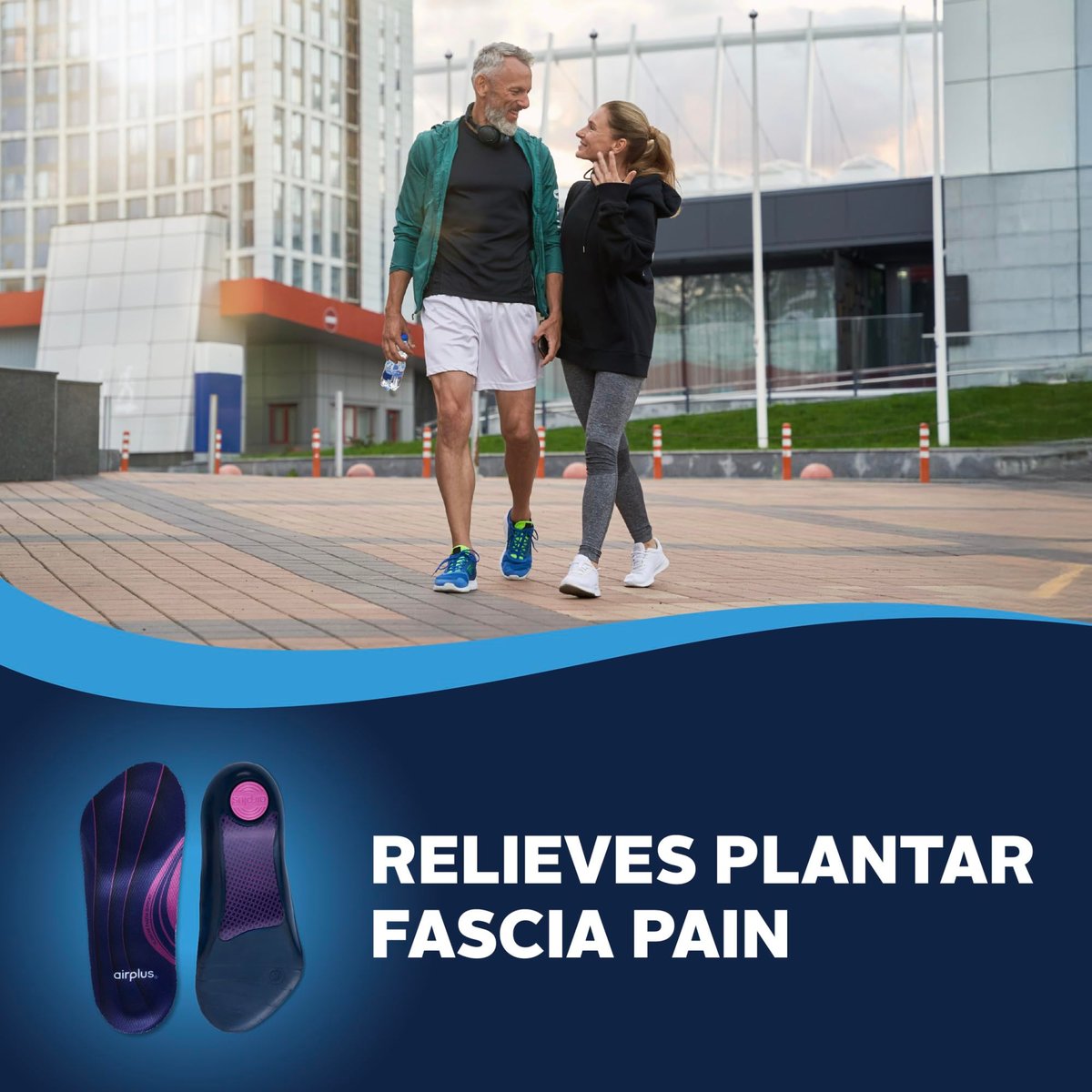 Airplus Plantarfaszie Orthotic 3/4 Länge Einlegesohle (FSA&HSA berechtigt) - Schaumstoffschale & Gel-Ferse - Tiefe Fersenkappe, Vollfuß-Gewölbeunterstützung - Weiche Polsterung & Stabilität - Passt in die meisten Schuhe & Stiefel - Unisex