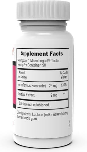 Superior Source Just Women Eisen 25 mg – Mikrolingual-Tabletten zum schnellen Zerlassen unter der Zunge, 90 Stück, leicht absorbiert, unterstützt die Bildung roter Blutkörperchen, Nicht-GVO