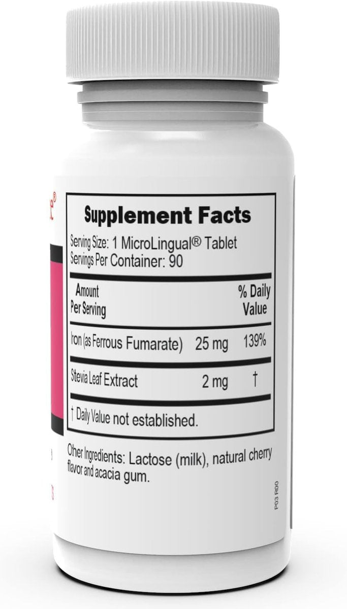 Superior Source Just Women Eisen 25 mg – Mikrolingual-Tabletten zum schnellen Zerlassen unter der Zunge, 90 Stück, leicht absorbiert, unterstützt die Bildung roter Blutkörperchen, Nicht-GVO