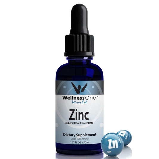 WellnessOne Ionische Flüssig-Zinktropfen zur Immununterstützung – Hoch absorbierbares Zinkpräparat für Kinder & Erwachsene – USA-getestet, vegan, nicht-GVO, glutenfrei, 1,67 fl oz