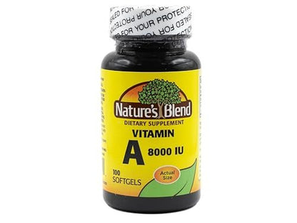 Nature's Blend Vitamin A 8000 IE 100 Weichkapseln – Unterstützt Sehkraft und Immunsystem