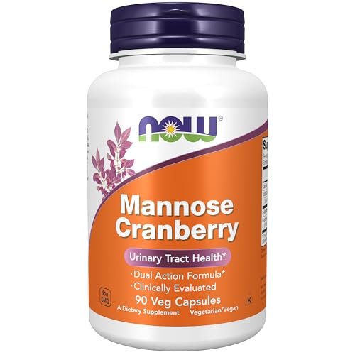 NOW Foods D-Mannose Cranberry Dual Action Formel – 90 Veg Kapseln zur Unterstützung der Harnwegsgesundheit