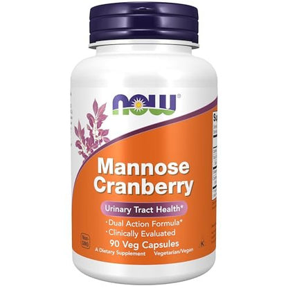 NOW Foods D-Mannose Cranberry Dual Action Formel – 90 Veg Kapseln zur Unterstützung der Harnwegsgesundheit