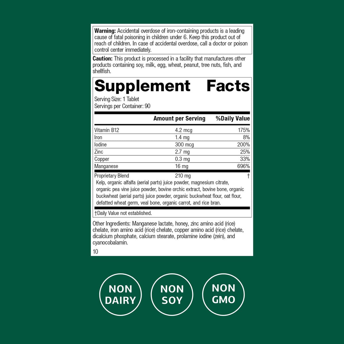 Standard Process Trace Minerals-B12 – Schilddrüsen- und Zellfunktionsunterstützung mit Jod, Zink und Kupfer – Knorpel- und Knochengesundheit – 90 Tabletten