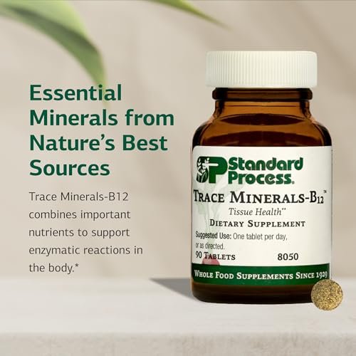 Standard Process Trace Minerals-B12 – Schilddrüsen- und Zellfunktionsunterstützung mit Jod, Zink und Kupfer – Knorpel- und Knochengesundheit – 90 Tabletten