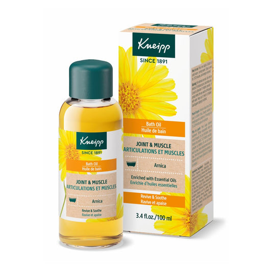 Kneipp Gelenk & Muskel Arnika Badeöl – Für schmerzende Gelenke & Erholung nach dem Sport – Vegan – 100 ml (3,38 fl oz) – Bis zu 10 Bäder