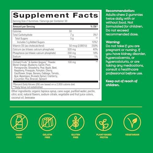 Nature's Way Alive! Kalzium Gummibärchen mit Vitamin D3 – 60 Stück, Erdbeer- und Himbeer-Zitronen-Geschmack