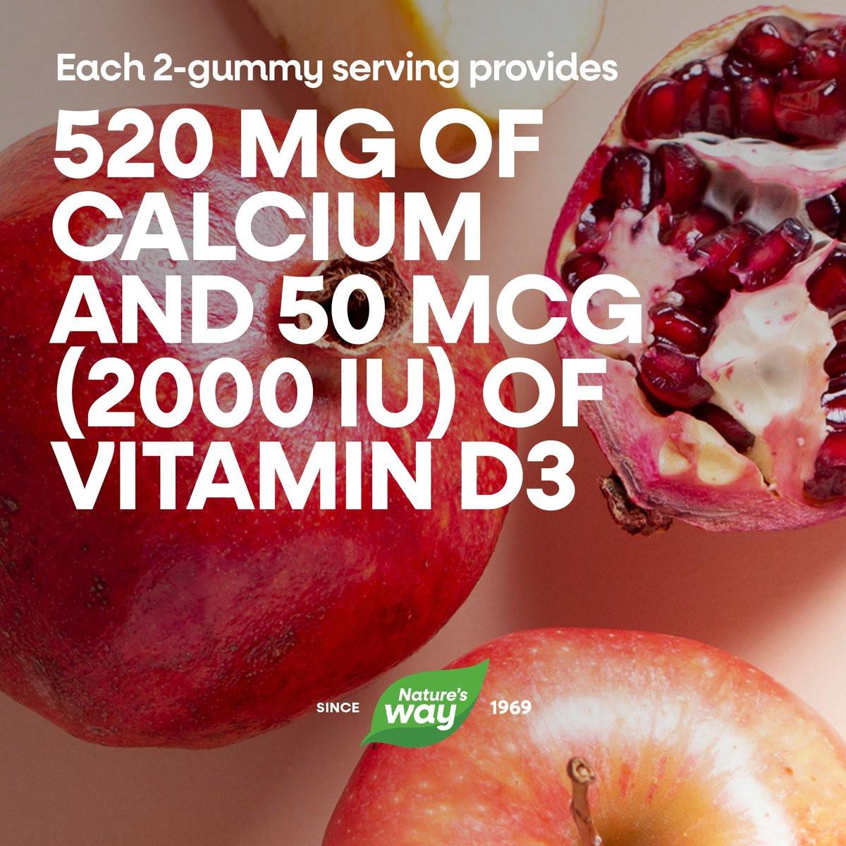 Nature's Way Alive! Kalzium Gummibärchen mit Vitamin D3 – 60 Stück, Erdbeer- und Himbeer-Zitronen-Geschmack