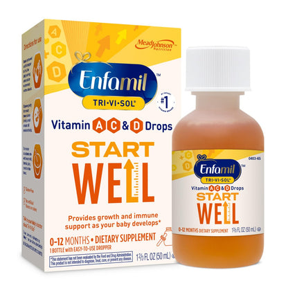 Enfamil Tri-Vi-Sol Säuglings-Multivitamin-Tropfen, unterstützt Wachstum und Immunsystem für Babys, 50 ml Flasche