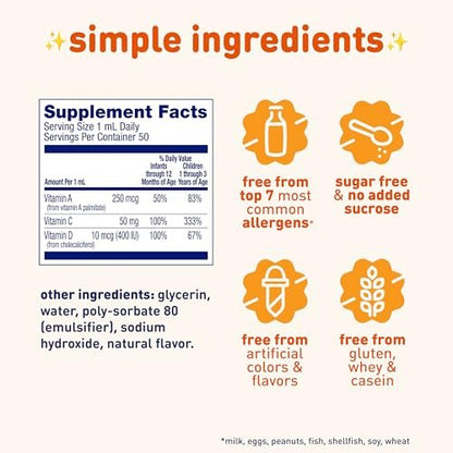 Enfamil Tri-Vi-Sol Säuglings-Multivitamin-Tropfen, unterstützt Wachstum und Immunsystem für Babys, 50 ml Flasche
