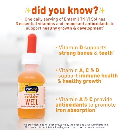 Enfamil Tri-Vi-Sol Säuglings-Multivitamin-Tropfen, unterstützt Wachstum und Immunsystem für Babys, 50 ml Flasche