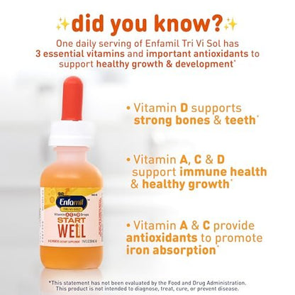 Enfamil Tri-Vi-Sol Säuglings-Multivitamin-Tropfen, unterstützt Wachstum und Immunsystem für Babys, 50 ml Flasche