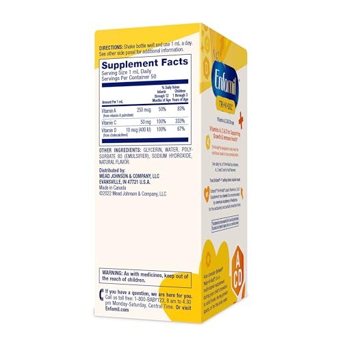 Enfamil Tri-Vi-Sol Säuglings-Multivitamin-Tropfen, unterstützt Wachstum und Immunsystem für Babys, 50 ml Flasche