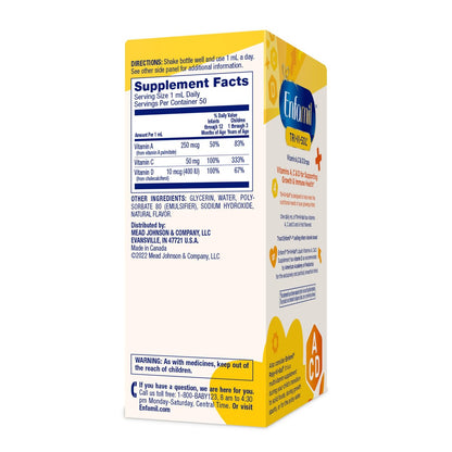 Enfamil Tri-Vi-Sol Säuglings-Multivitamin-Tropfen, unterstützt Wachstum und Immunsystem für Babys, 50 ml Flasche