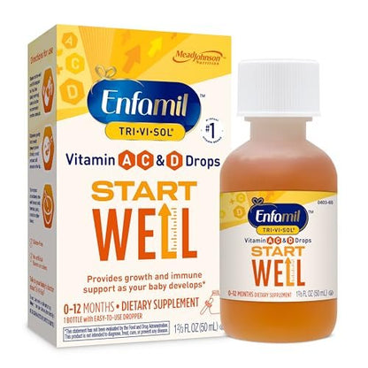 Enfamil Tri-Vi-Sol Säuglings-Multivitamin-Tropfen, unterstützt Wachstum und Immunsystem für Babys, 50 ml Flasche