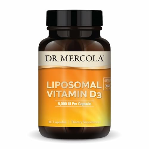 Dr. Mercola Liposomales Vitamin D3 – Unterstützt Herz-, Knochen- und Immungesundheit – 5.000 IE pro Portion – Non-GMO, Sojafrei & Glutenfrei – 30 Kapseln (30 Portionen)
