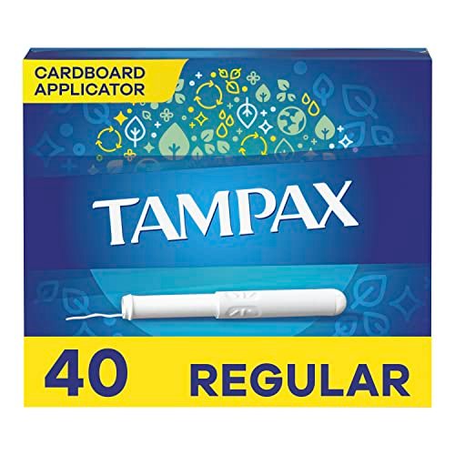Tampax Tampons Regular Absorbency, Karton-Applikator, LeakGuard Rock, unparfümiert, 40 Stück