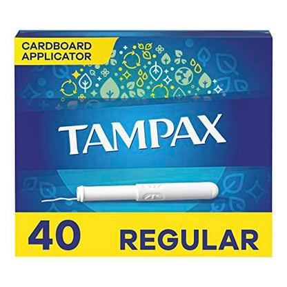 Tampax Tampons Regular Absorbency, Karton-Applikator, LeakGuard Rock, unparfümiert, 40 Stück