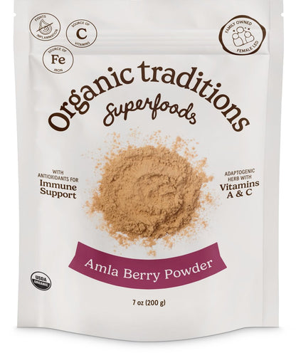 Organic Traditions Amla Pulver – Bio Amla aus indischer Stachelbeere, ganzheitliches Vitamin-C-Fruchtpulver für Smoothies, Säfte und Rezepte, Superfood, pflanzlich, nicht gentechnisch verändert, 200 g / 7 oz Beutel