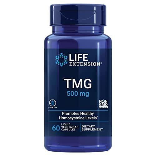 Life Extension TMG – Trimethylglycin für gesunde Homocystein-Werte, Non-GMO, glutenfrei, vegetarisch, 60 Kapseln