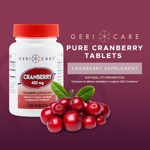 Hochdosiertes Cranberry-Präparat von GeriCare – 450 mg reine Cranberry-Tabletten für die Gesundheit der Harnwege – Natürliche UTI-Prävention für Männer & Frauen – GMO-, gluten- und milchfreies Cranberry-Konzentrat [100 Stück]