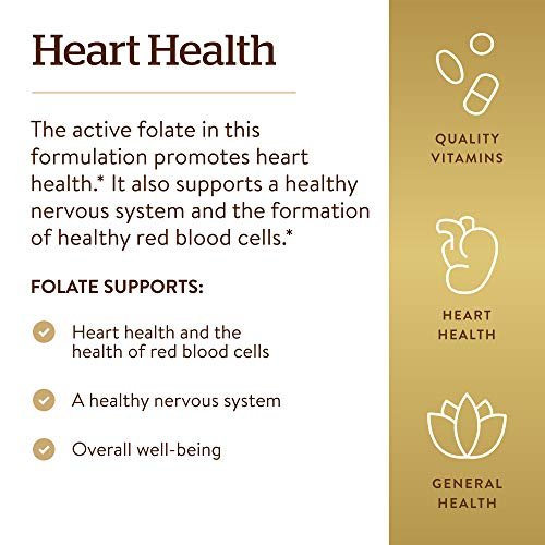 Solgar Folat 1000 mcg, 120 Tabletten - Bio-aktives Metafolin - Vegan, Glutenfrei, Laktosefrei, Koscher - 120 Portionen