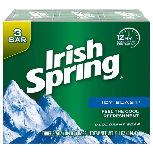 Irish Spring Icy Blast Duschseife, 12 Stück (4er-Pack, 3er-Pack) – 3,75 Unzen pro Riegel