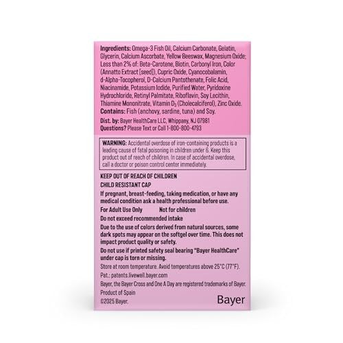 One A Day Schwangerschaftsvitamine – Folsäure, Eisen, Omega-3 (DHA), Multivitamin für werdende Mütter, 30 Stück