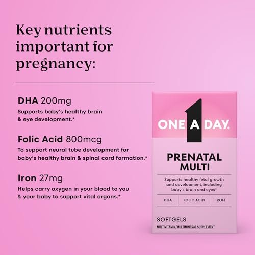 One A Day Schwangerschaftsvitamine – Folsäure, Eisen, Omega-3 (DHA), Multivitamin für werdende Mütter, 30 Stück