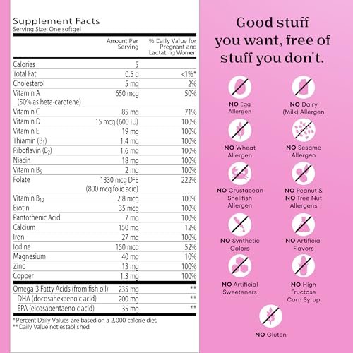 One A Day Schwangerschaftsvitamine – Folsäure, Eisen, Omega-3 (DHA), Multivitamin für werdende Mütter, 30 Stück