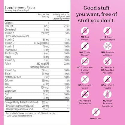 One A Day Schwangerschaftsvitamine – Folsäure, Eisen, Omega-3 (DHA), Multivitamin für werdende Mütter, 30 Stück