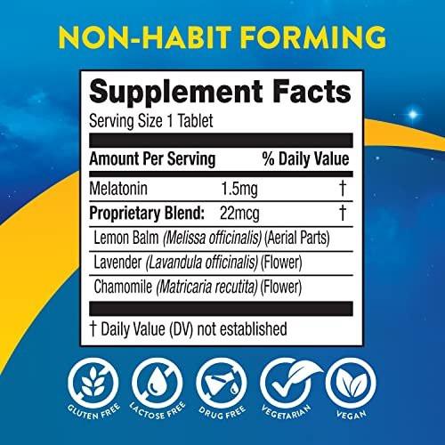 MidNite Back to Sleep 1,5 mg Melatonin Schlafhilfe – 30 Schmelztabletten, Nicht gewohnheitsbildend, Pflanzliches Nahrungsergänzungsmittel für Erwachsene