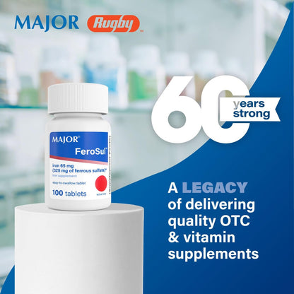 MAJOR Ferosul – Eisen(II)-sulfat 325 mg Tabletten mit 65 mg elementarem Eisen – Eisenpräparat für Frauen und Männer – Rot – 100 Tabletten (3er-Pack)