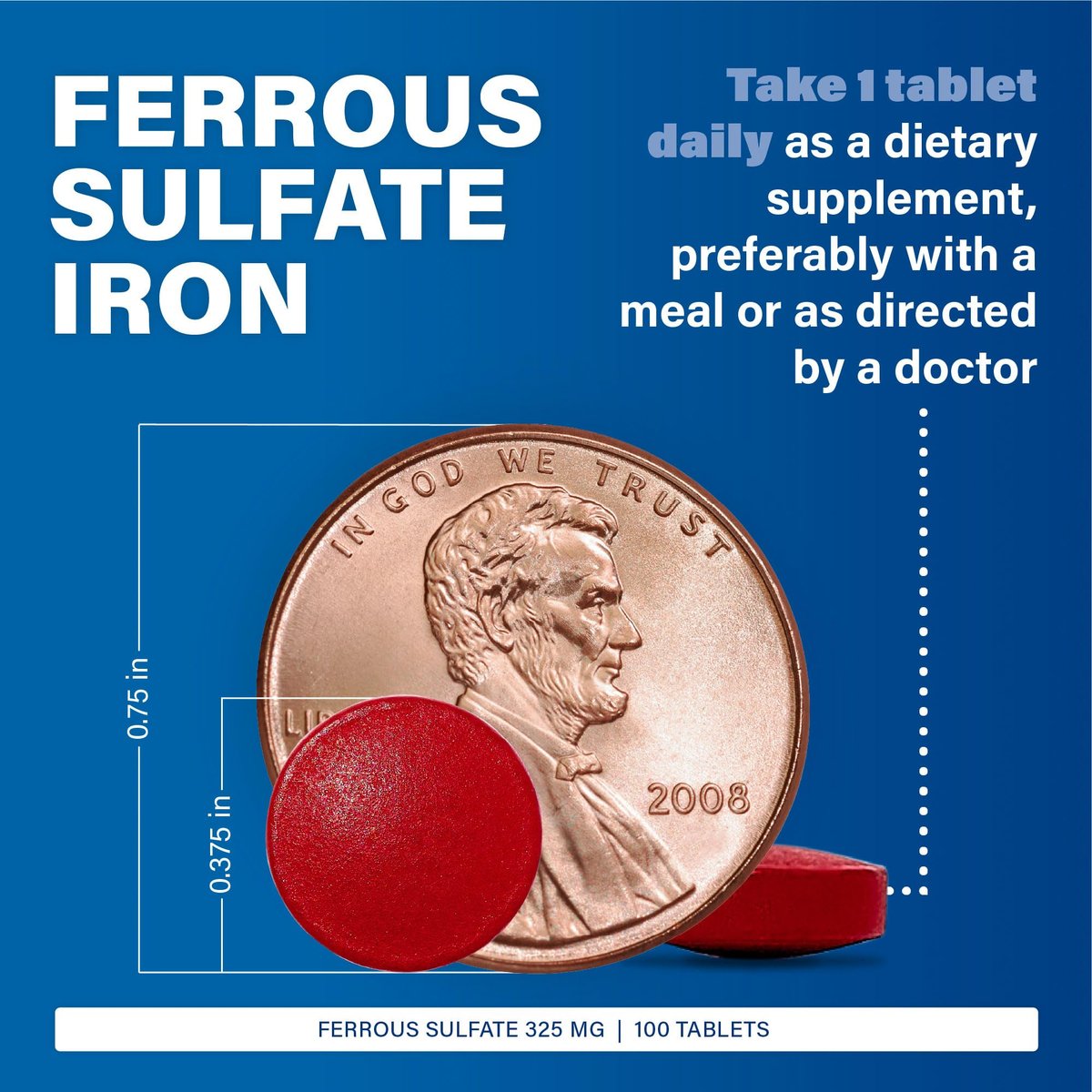 MAJOR Ferosul – Eisen(II)-sulfat 325 mg Tabletten mit 65 mg elementarem Eisen – Eisenpräparat für Frauen und Männer – Rot – 100 Tabletten (3er-Pack)