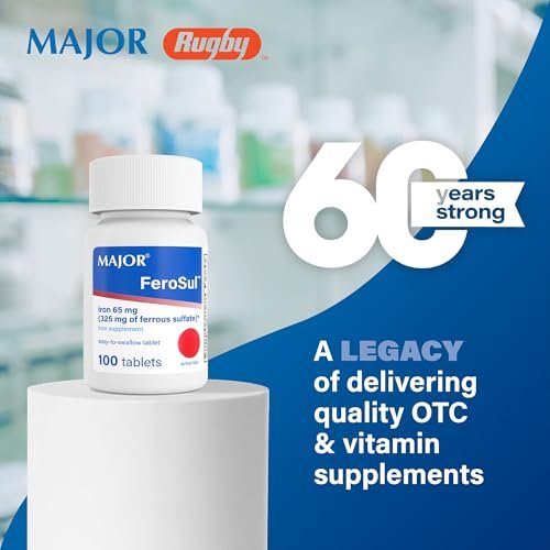 MAJOR Ferosul – Eisen(II)-sulfat 325 mg Tabletten mit 65 mg elementarem Eisen – Eisenpräparat für Frauen und Männer – Rot – 100 Tabletten (3er-Pack)