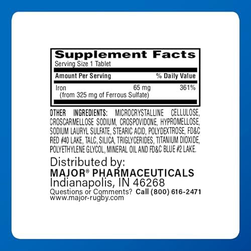 MAJOR Ferosul – Eisen(II)-sulfat 325 mg Tabletten mit 65 mg elementarem Eisen – Eisenpräparat für Frauen und Männer – Rot – 100 Tabletten (3er-Pack)