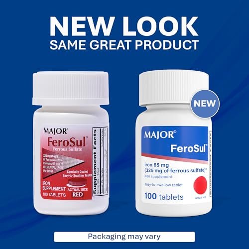 MAJOR Ferosul – Eisen(II)-sulfat 325 mg Tabletten mit 65 mg elementarem Eisen – Eisenpräparat für Frauen und Männer – Rot – 100 Tabletten (3er-Pack)