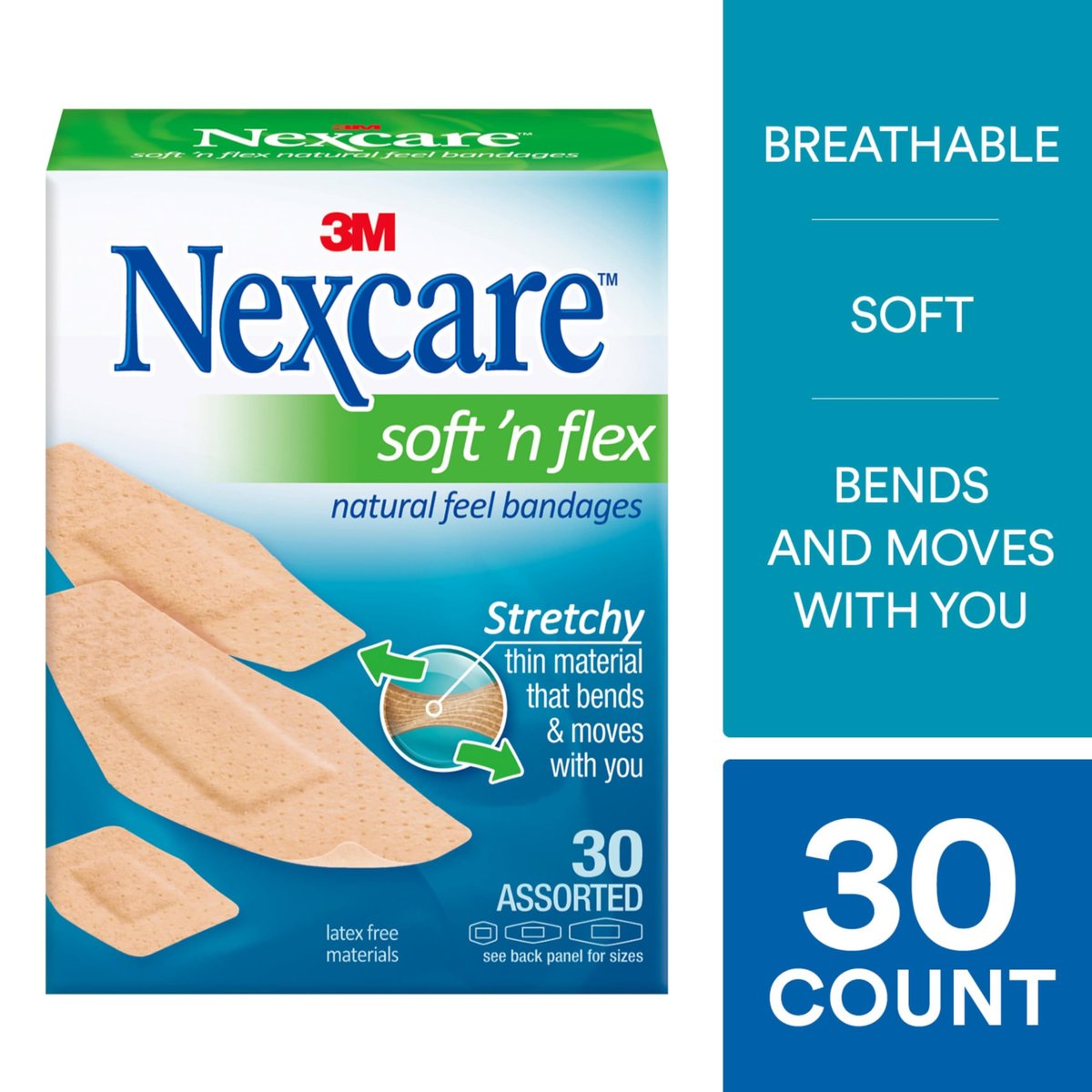 Nexcare Soft 'n Flex Wundverband, verschiedene Größen, 30 Stück