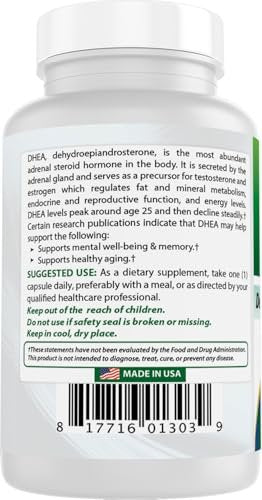 Best Naturals, mikronisiertes DHEA 25 mg, 180 Kapseln