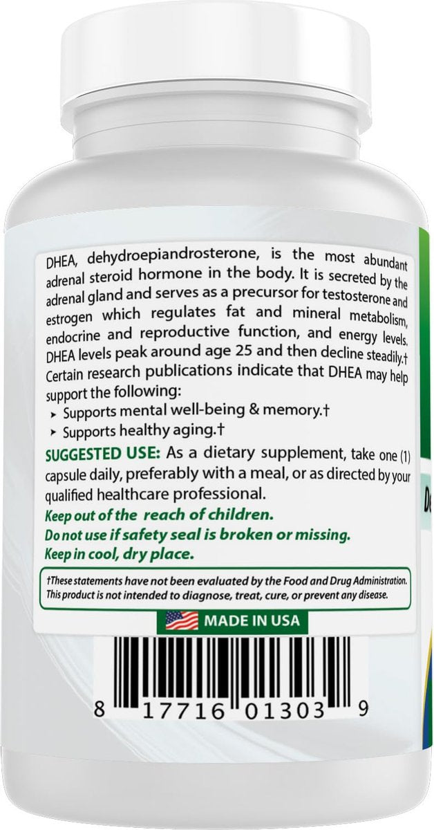 Best Naturals, mikronisiertes DHEA 25 mg, 180 Kapseln