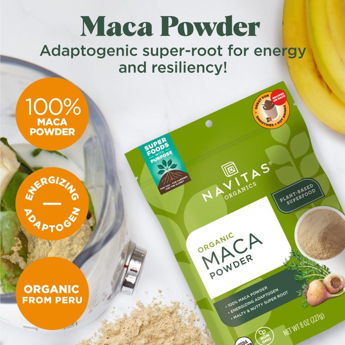 Navitas Organics Maca-Pulver – 100% Gelatinisierte Peruanische Maca für Adaptogen-Smoothies, Lattes, Backen & mehr – Energie & Balance – USDA Bio, Nicht-GVO, Vegan, Glutenfrei (115g Beutel, 23 Portionen)