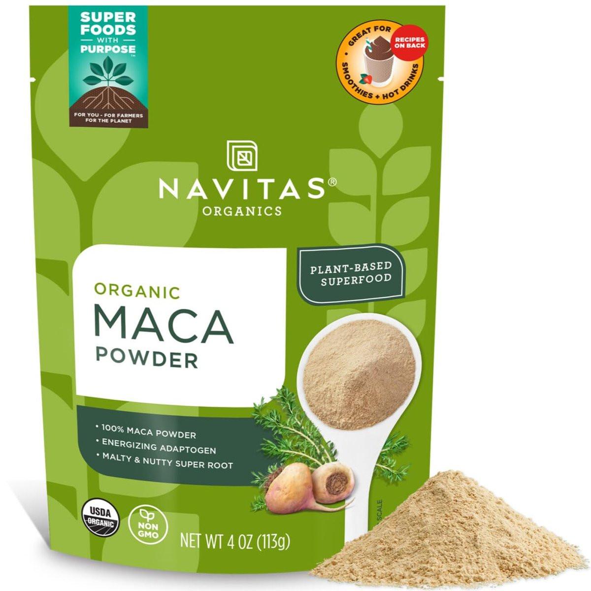 Navitas Organics Maca-Pulver – 100% Gelatinisierte Peruanische Maca für Adaptogen-Smoothies, Lattes, Backen & mehr – Energie & Balance – USDA Bio, Nicht-GVO, Vegan, Glutenfrei (115g Beutel, 23 Portionen)