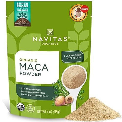 Navitas Organics Maca-Pulver – 100% Gelatinisierte Peruanische Maca für Adaptogen-Smoothies, Lattes, Backen & mehr – Energie & Balance – USDA Bio, Nicht-GVO, Vegan, Glutenfrei (115g Beutel, 23 Portionen)