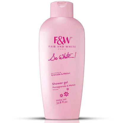 FAIR & WHITE So White Refreshing Brightening Body Wash - 1000ml - Tägliches feuchtigkeitsspendendes Duschgel mit Granatapfel- und Melonenextrakten
